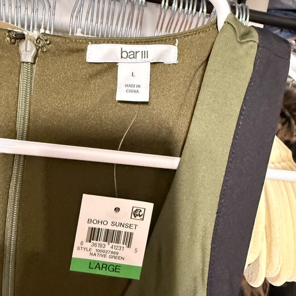 Bar III Olive Dress with Black Accents - Picture 3 of 6